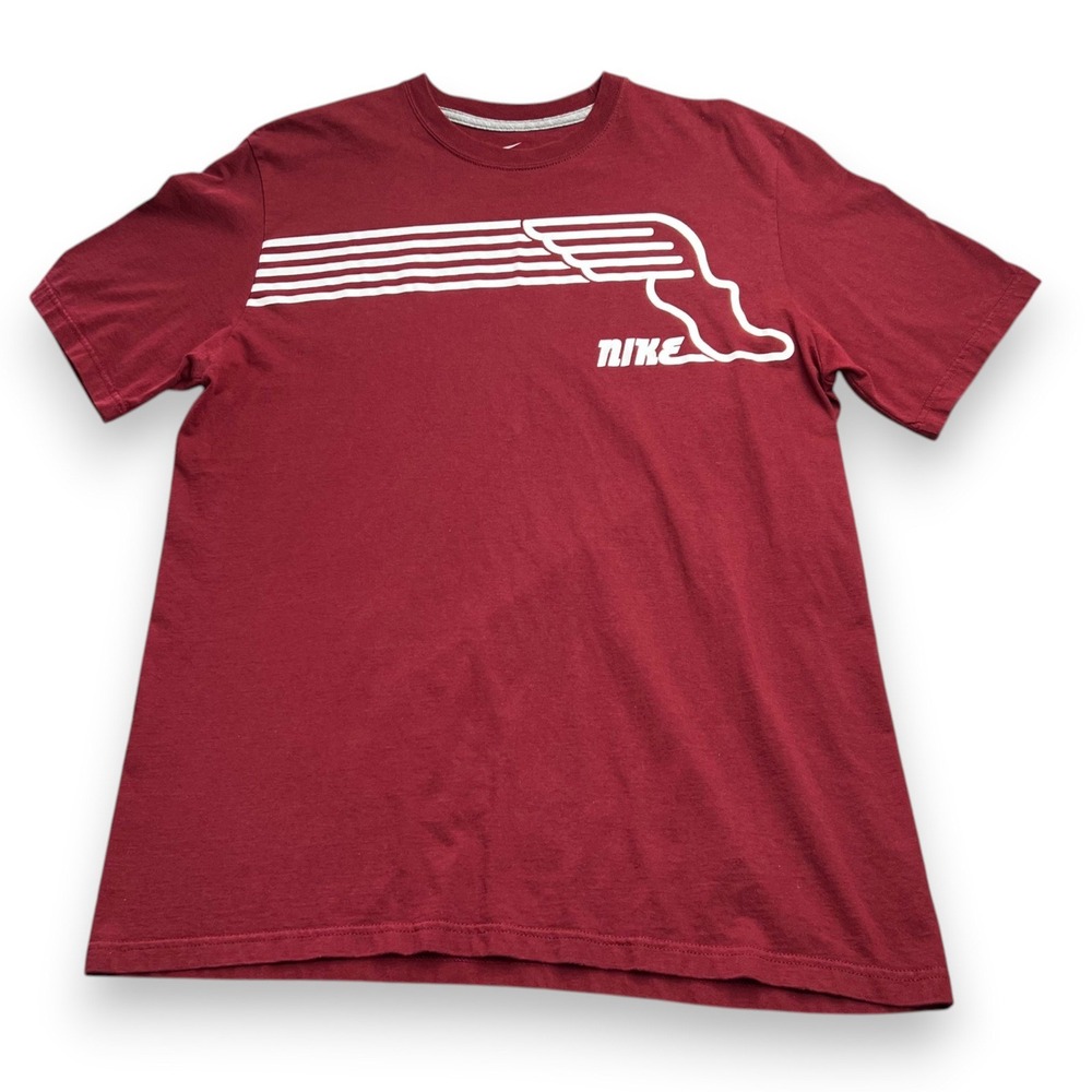 Nike Winged Foot Graphic T Shirt Mens XL Maroon Red Running Sportswear Gorpcore